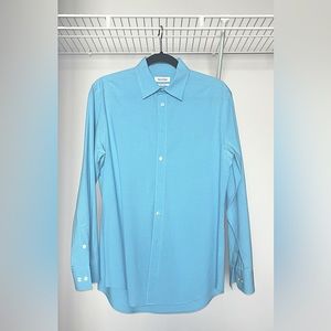Calvin Klein Extreme Slim Fit Blue Plaid Long Sleeve Button Down
